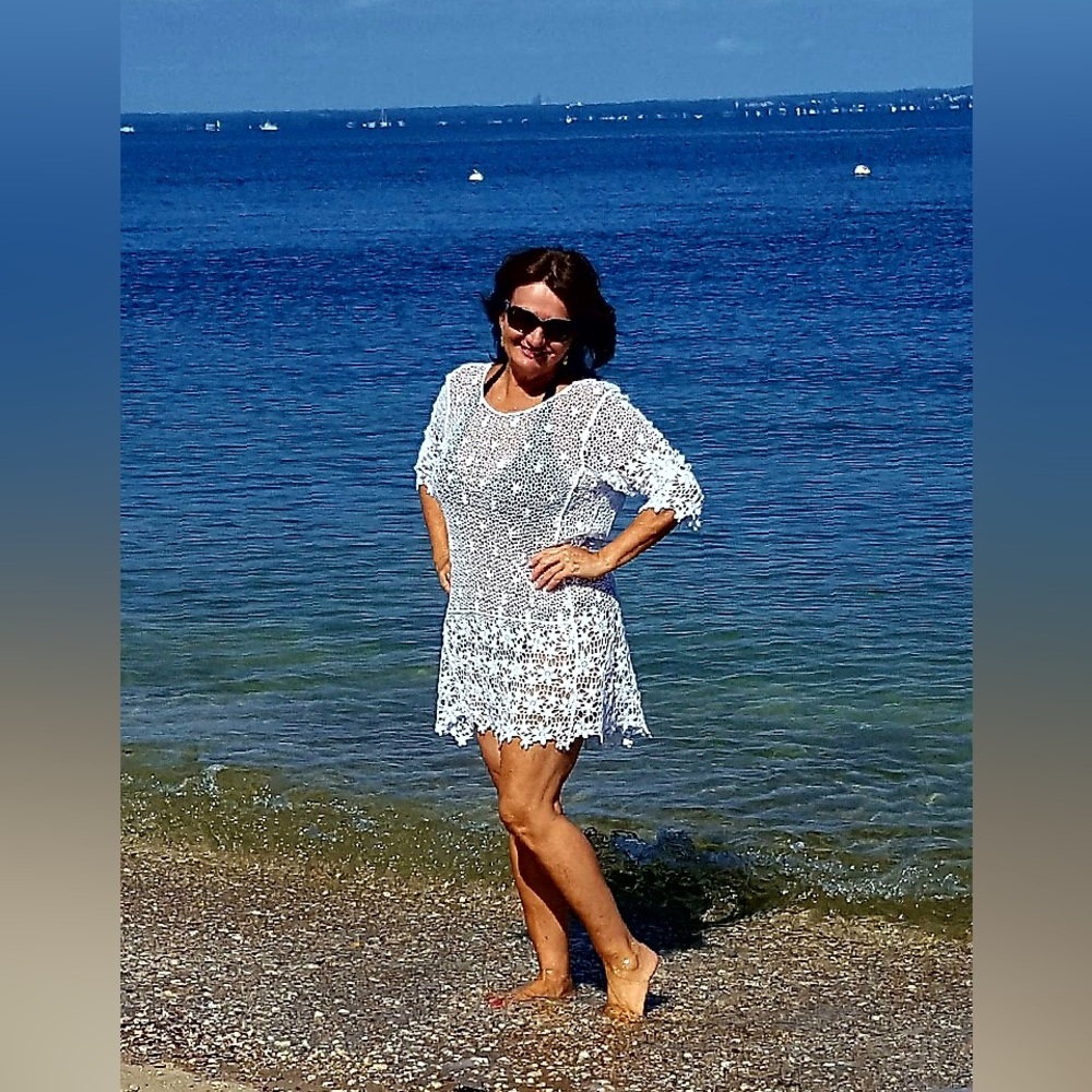 Elegant White Crochet Cover up/Dress